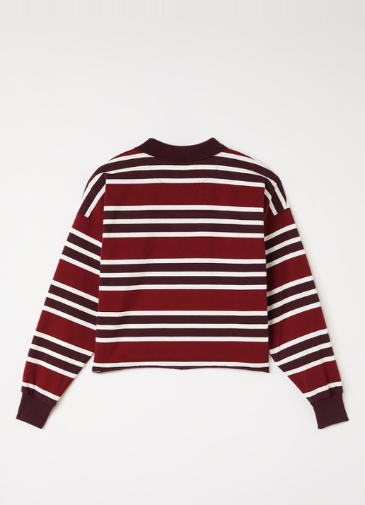 The New Society Alfie polo met streepprint - voorkant 3 bordeauxrood