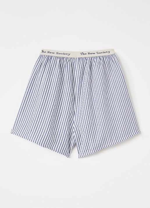 The New Society Alheli wide fit korte broek met streepprint - voorkant 2 indigo
