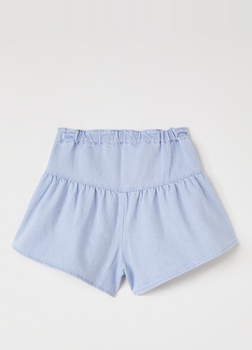 The New Society Bellis wide leg korte broek van denim - voorkant 2 indigo