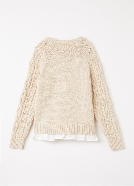 The New Society Echo kabelgebreide trui - voorkant 3 beige