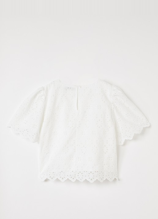 The New Society Sakura tuniek met broderie - voorkant 2 gebroken wit