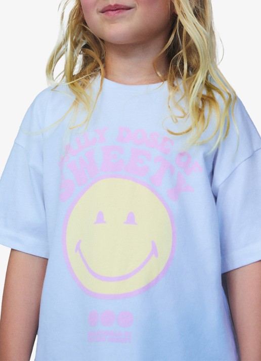 The New Society Smiley T-shirt met print - voorkant 2 wit