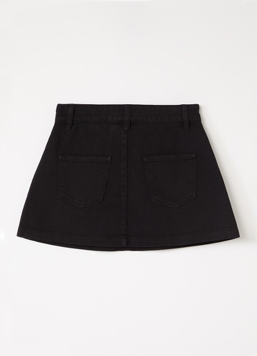 The New Society Spijkerrok met studs - voorkant 2 zwart