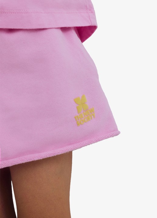 The New Society Straight fit korte joggingbroek met logo - detail 3 roze