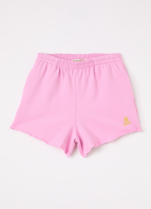 The New Society Straight fit korte joggingbroek met logo - voorkant roze