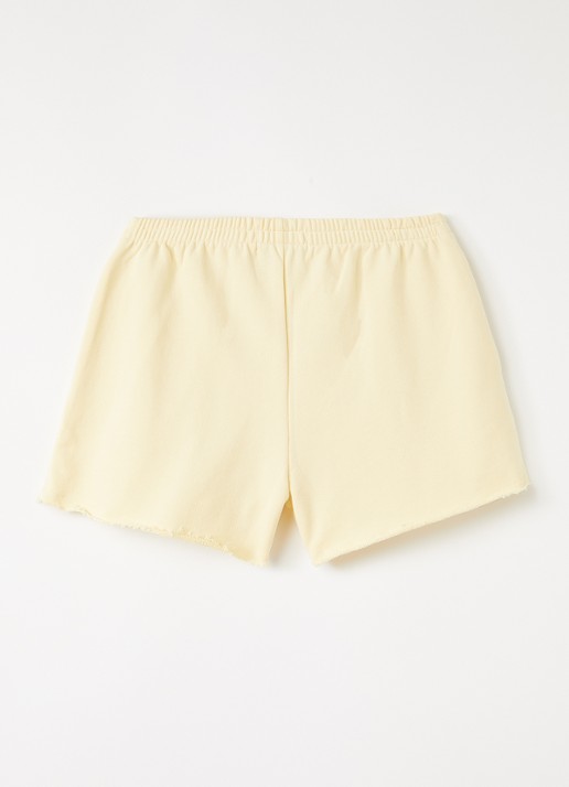 The New Society Straight fit korte joggingbroek met logo - voorkant 3 citroengeel