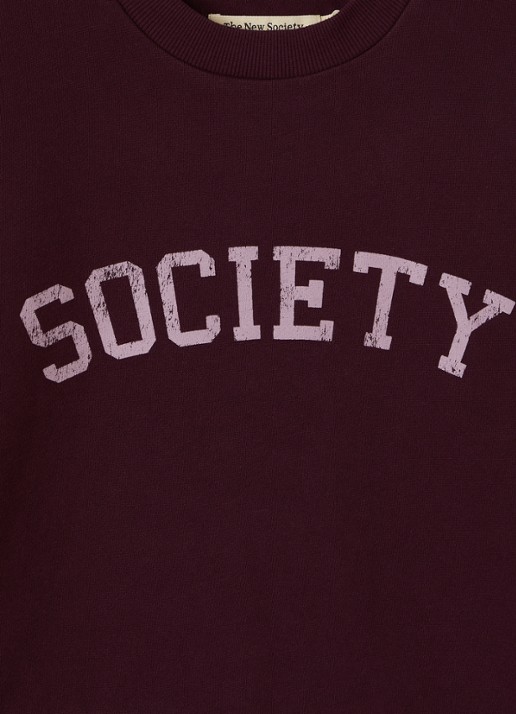 The New Society Sweater met logoprint - detail 3 bordeauxrood