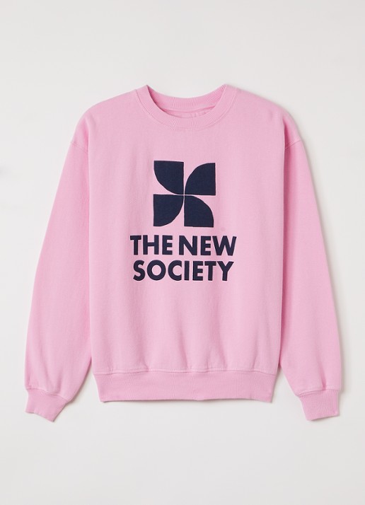 The New Society Sweater met logoprint - voorkant lila