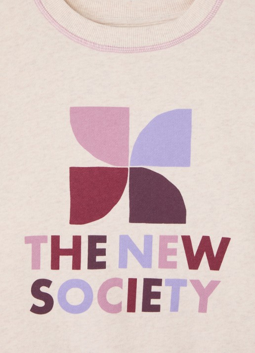 The New Society Sweater met logoprint - detail 3 gebroken wit