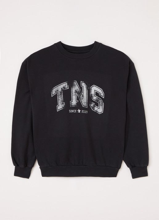The New Society Willow sweater met logoprint - voorkant zwart