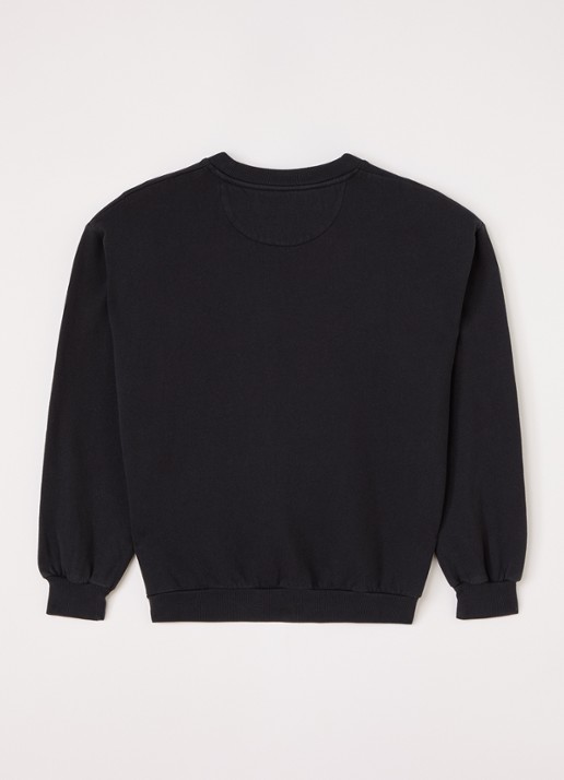 The New Society Willow sweater met logoprint - voorkant 2 zwart