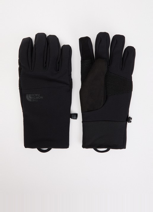 The North Face Apex Etip handschoenen met logo en touchscreen functie - voorkant zwart