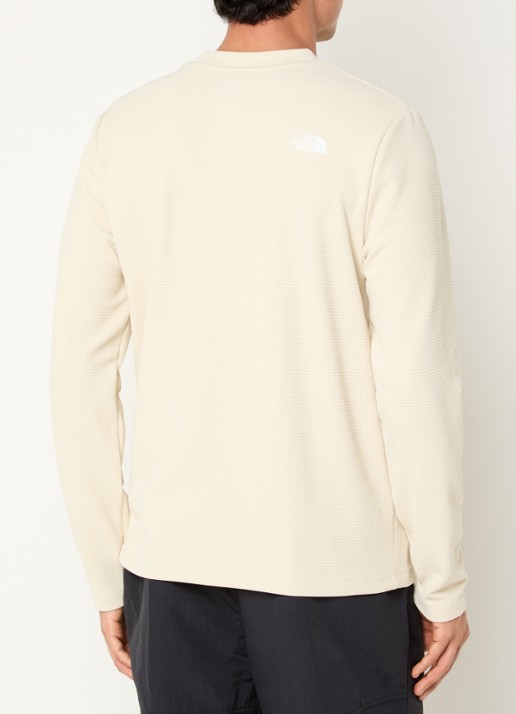 The North Face Fijngebreide trui met structuur en logo - achterkant khaki