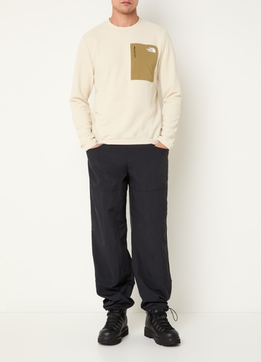 The North Face Fijngebreide trui met structuur en logo - voorkant 4 khaki