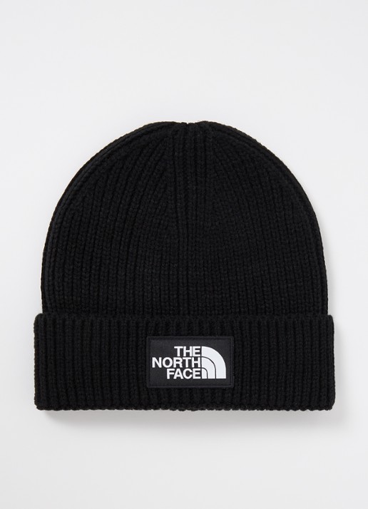 The North Face Grofgebreide muts met logo - voorkant zwart