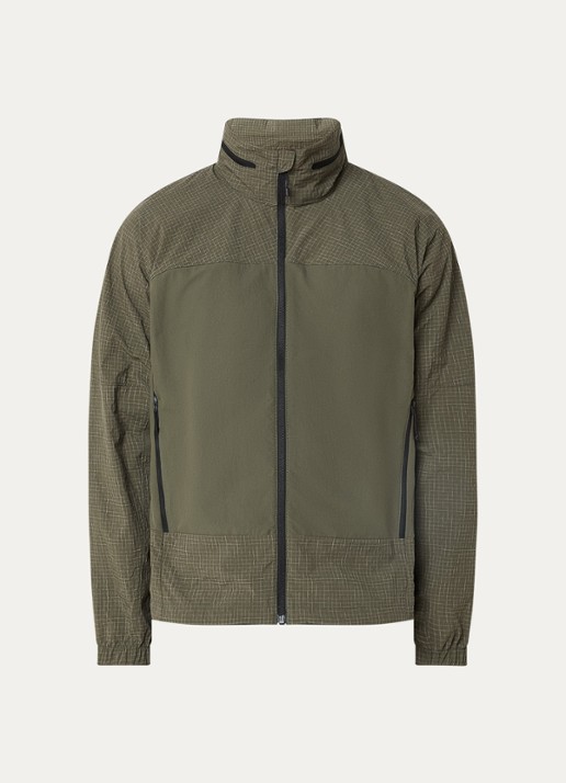 The North Face Jack met ruitdessin en ritszakken - voorkant 2 olijfgroen