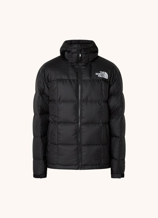 The North Face Lhotse puffer jack met donsvulling en logo - voorkant zwart