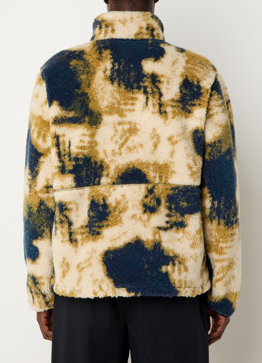 The North Face M extreme sweater van teddy met logo en opstaande kraag - achterkant mosterd