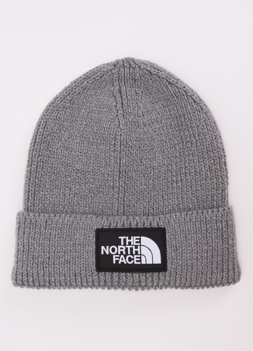 The North Face The Logo Box grofgebreide muts  - voorkant middengrijs