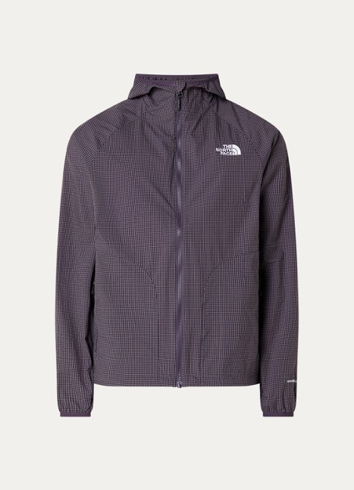 The North Face Windjack met capuchon en ritszakken - voorkant paars
