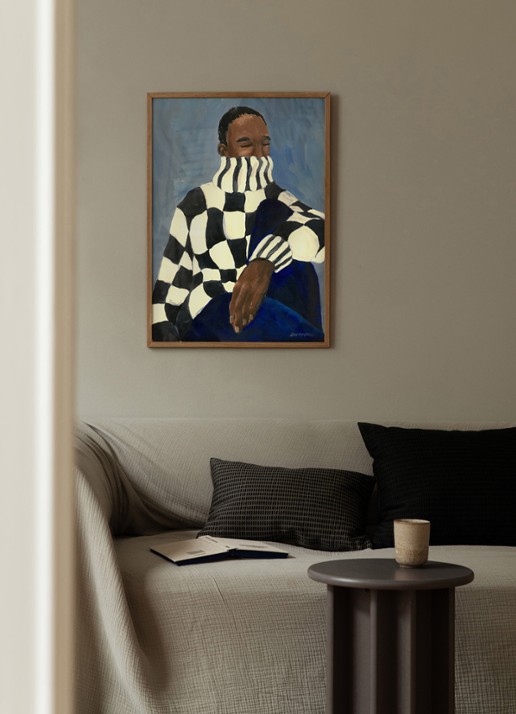 THE POSTER CLUB Check, Hanna Peterson print - voorkant blauw