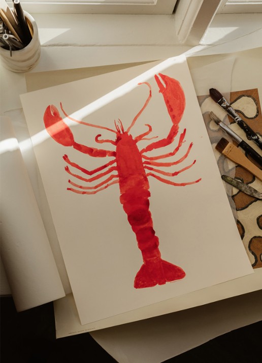 THE POSTER CLUB Langosta, Marina García Fernández print - voorkant 2 rood