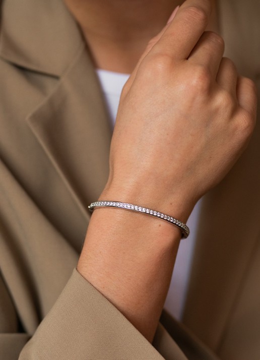 TI SENTO - Milano Bangle van zilver met zirkonia 2298ZI - voorkant 6 zilver