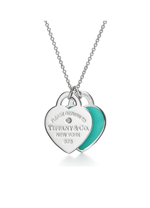 Tiffany & Co. Blue Double Heart Tag Small ketting van sterling zilver met diamant 76434 - achterkant 2 undefined