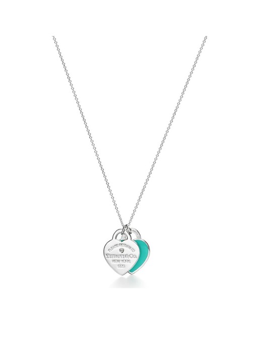 Tiffany & Co. Blue Double Heart Tag Small ketting van sterling zilver met diamant 76434 - voorkant 3 undefined