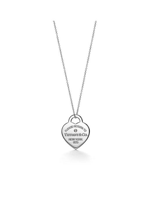 Tiffany & Co. Heart Tag Medium ketting van sterling zilver met diamant 18920