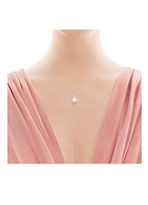 Tiffany & Co. Ketting van 18 karaat witgoud met parel en diamant 44785 - detail undefined