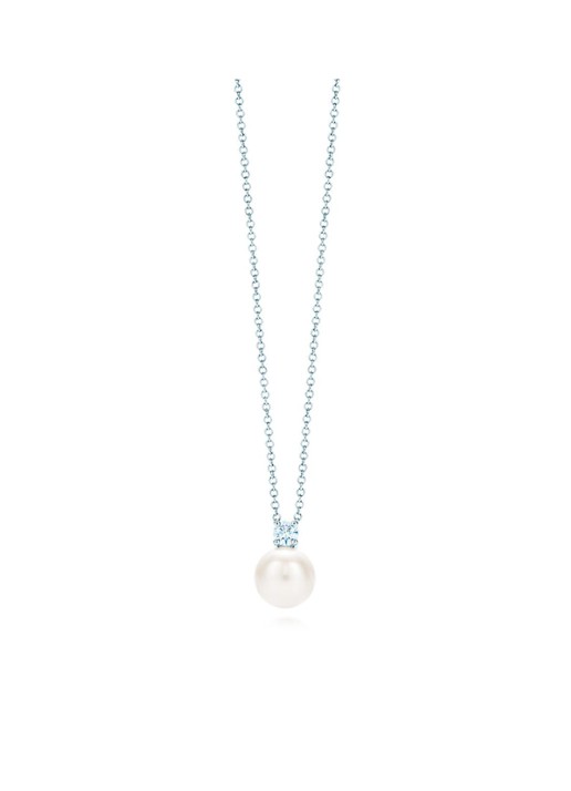 Tiffany & Co. Ketting van 18 karaat witgoud met parel en diamant 44785 - voorkant 2 undefined