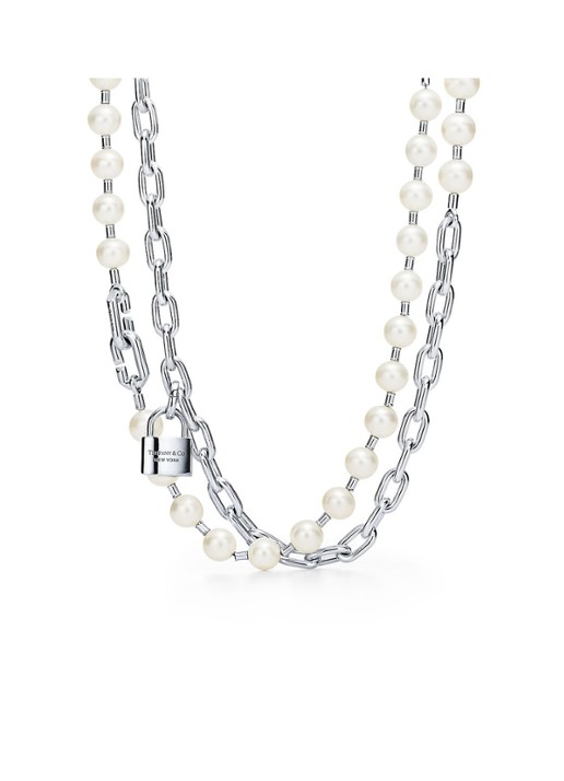 Tiffany & Co. Lock parelketting van sterling zilver, 9-10 mm 57567