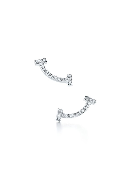 Tiffany & Co. Smile oorknopjes van 18 karaat witgoud met diamant 74010