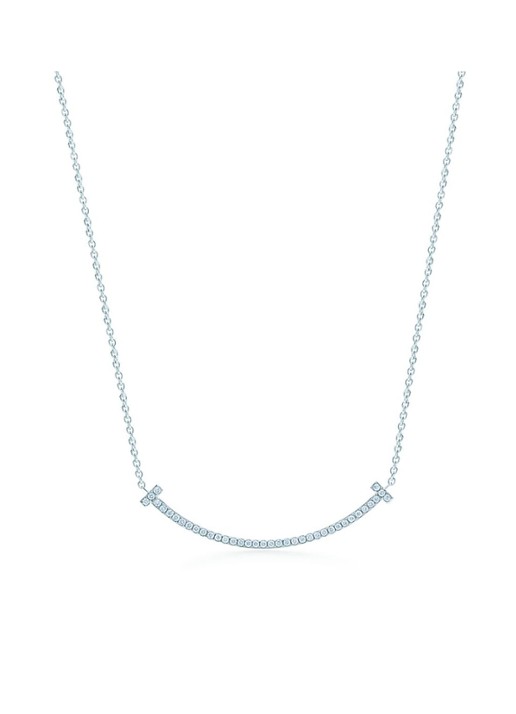 Tiffany & Co. Smile Small ketting van 18 karaat witgoud met diamant en hanger  71285