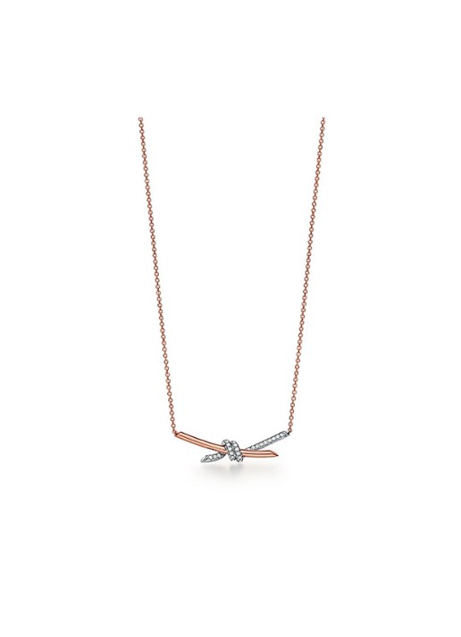 Tiffany & Co. Tiffany Knot ketting  van 18 karaat roségoud met diamant 86025