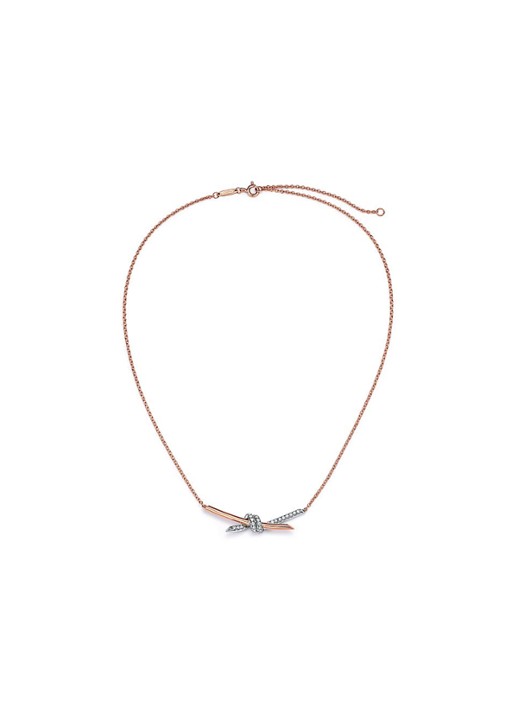 Tiffany & Co. Tiffany Knot ketting  van 18 karaat roségoud met diamant 86025 - voorkant 7 undefined