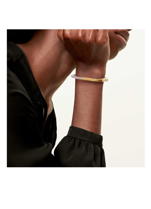 Tiffany & Co. Tiffany Lock bangle van 18 karaat wit- en geelgoud met diamanten 51694 - achterkant undefined