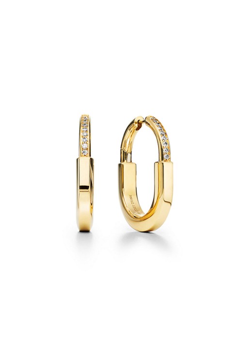 Tiffany & Co. Tiffany Lock oorringen van 18 karaat geelgoud met diamanten, Medium 77295