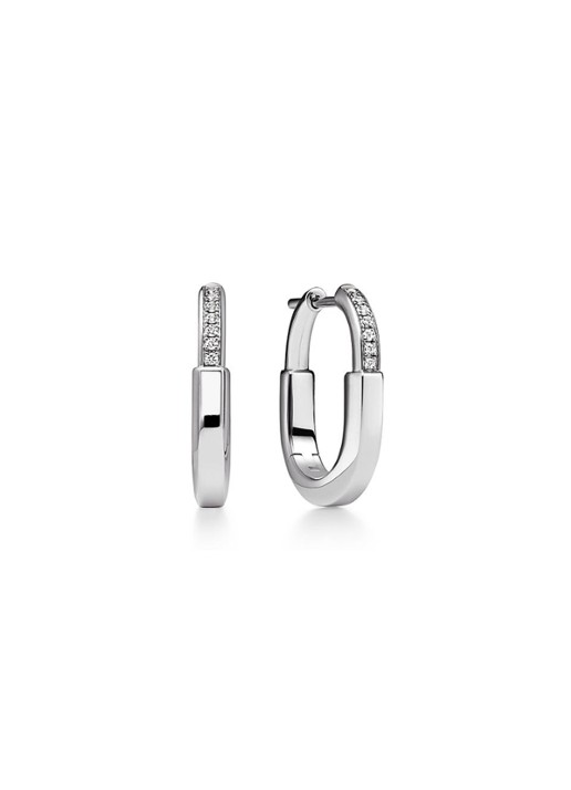 Tiffany & Co. Tiffany Lock Small oorringen van 18 karaat witgoud met diamant 83006