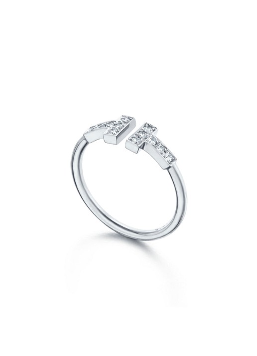 Tiffany & Co. Tiffany T Diamond Wire ring van 18 karaat witgoud met diamant 69837 - voorkant 2 undefined