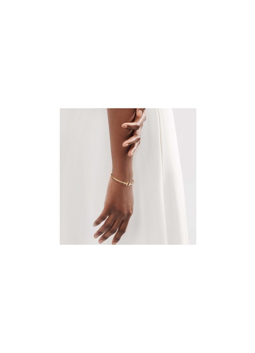 Tiffany & Co. Tiffany T Wire bangle van 18 karaat geelgoud met diamant en parelmoer 75653 - achterkant undefined