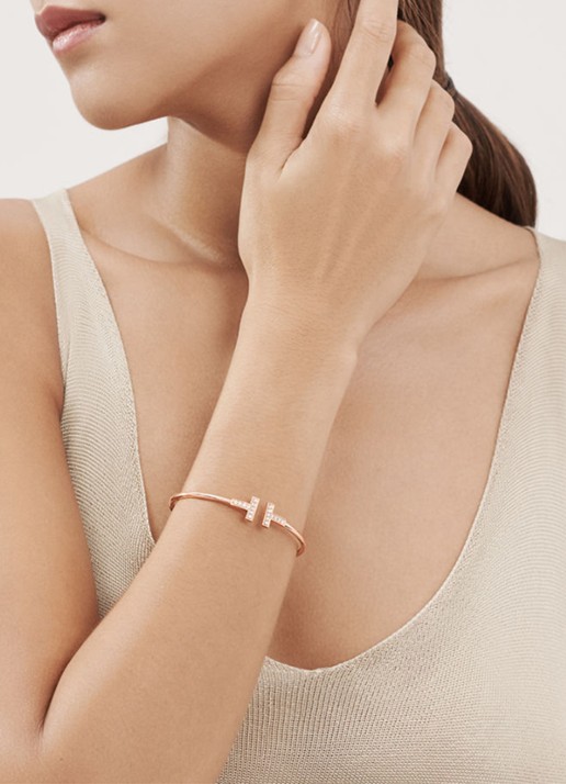 Tiffany & Co. Tiffany T Wire bangle van 18 karaat roségoud met diamant 69753 - detail 3 undefined