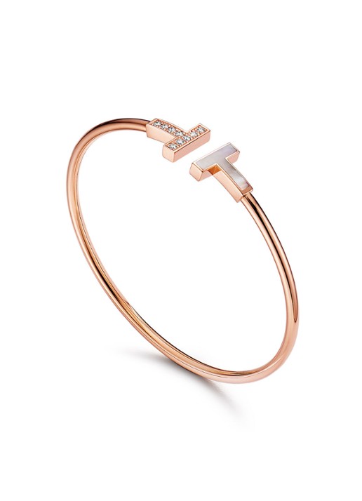 Tiffany & Co. Tiffany T Wire bangle van 18 karaat roségoud met diamant en parelmoer 57535 - detail 2 undefined