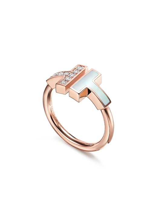 Tiffany & Co. Tiffany T Wire ring van 18 karaat roségoud met diamant en parelmoer 57532 - voorkant 3 undefined