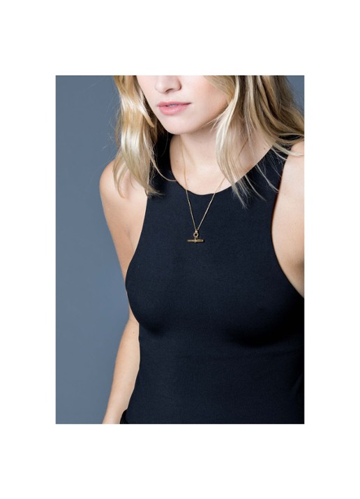 Tilly Sveaas Small T-Bar fijne ketting verguld - detail goud