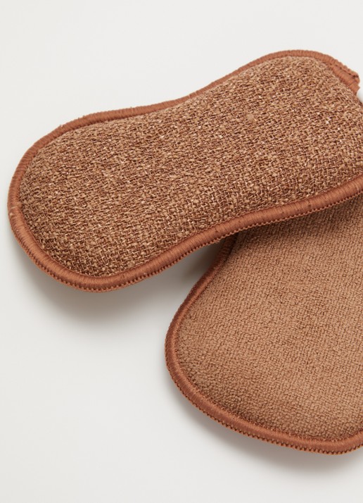 Tiseco Essentials keukenspons set van 3 - voorkant 2 cognac