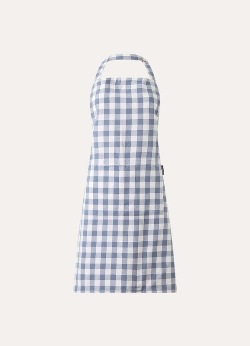 Tiseco Gingham keukenschort van katoen - voorkant donkerblauw