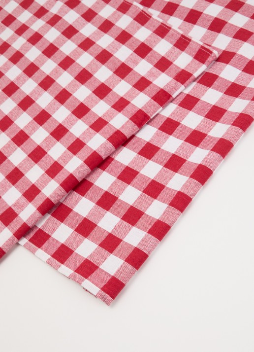 Tiseco Gingham theedoek 50 x 70 cm set van 2 - voorkant 2 donkerrood