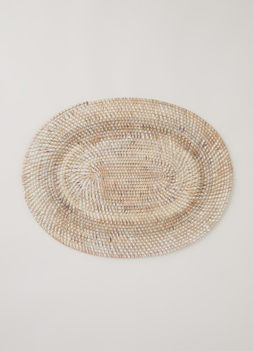 Tiseco Placemat van rotan 40 x 30 cm - voorkant 2 wit
